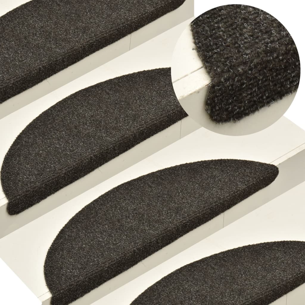 Vidaxl trapmatten zelfklevend 5 stuks 56x17x3 cm antraciet halfrond