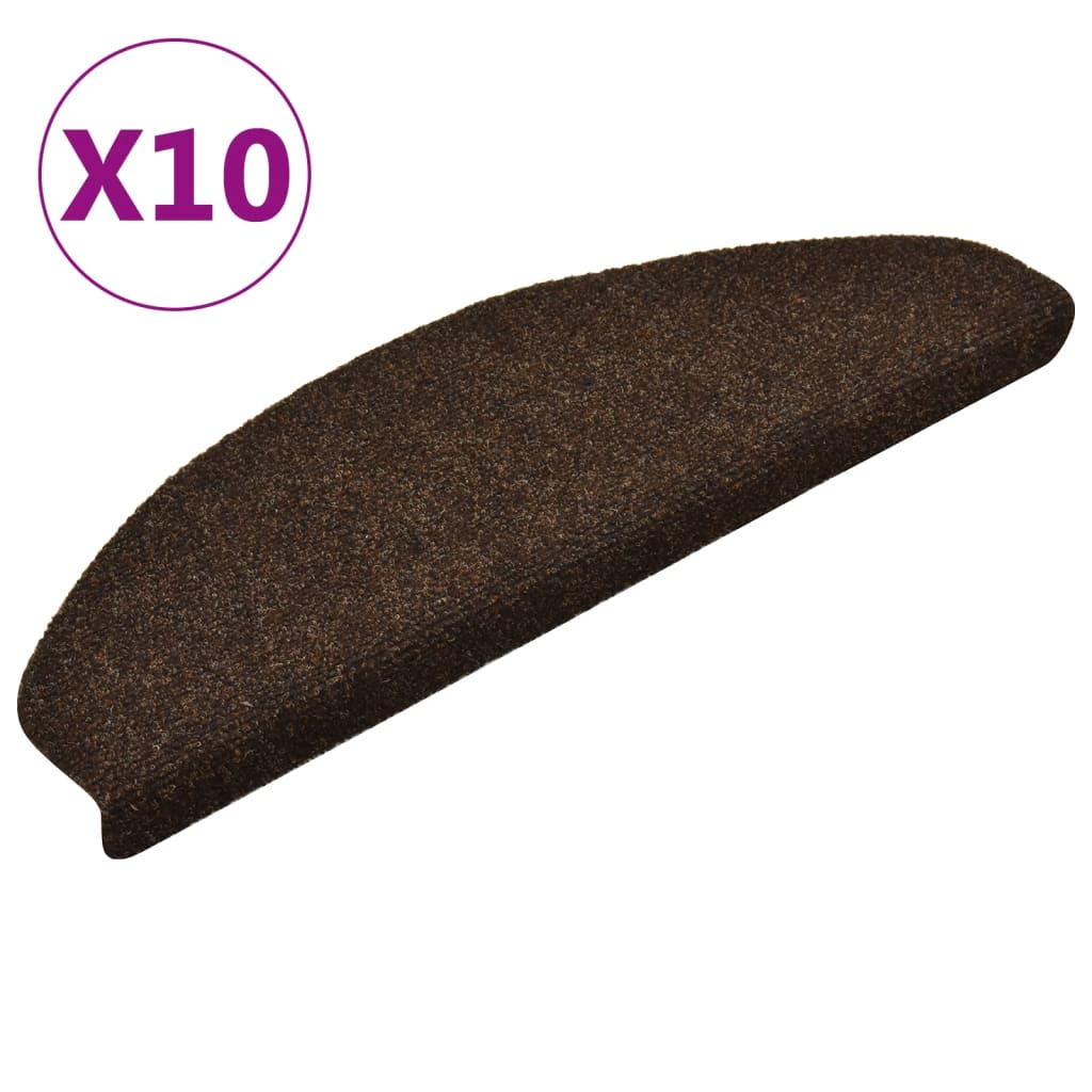 Vidaxl trapmatten zelfklevend 10 stuks 65x21x4 cm bruin halfrond groot