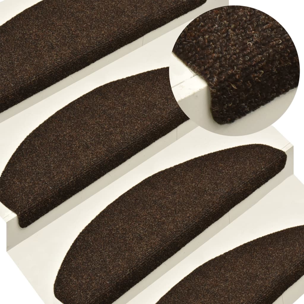 Vidaxl trapmatten zelfklevend 10 stuks 65x21x4 cm bruin halfrond groot