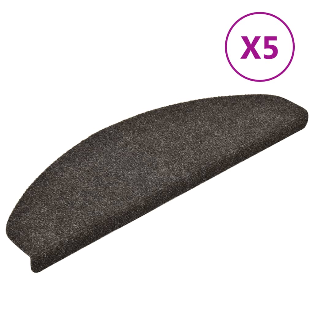 Vidaxl trapmatten zelfklevend 5 stuks 65x21x4 cm antraciet halfrond groot