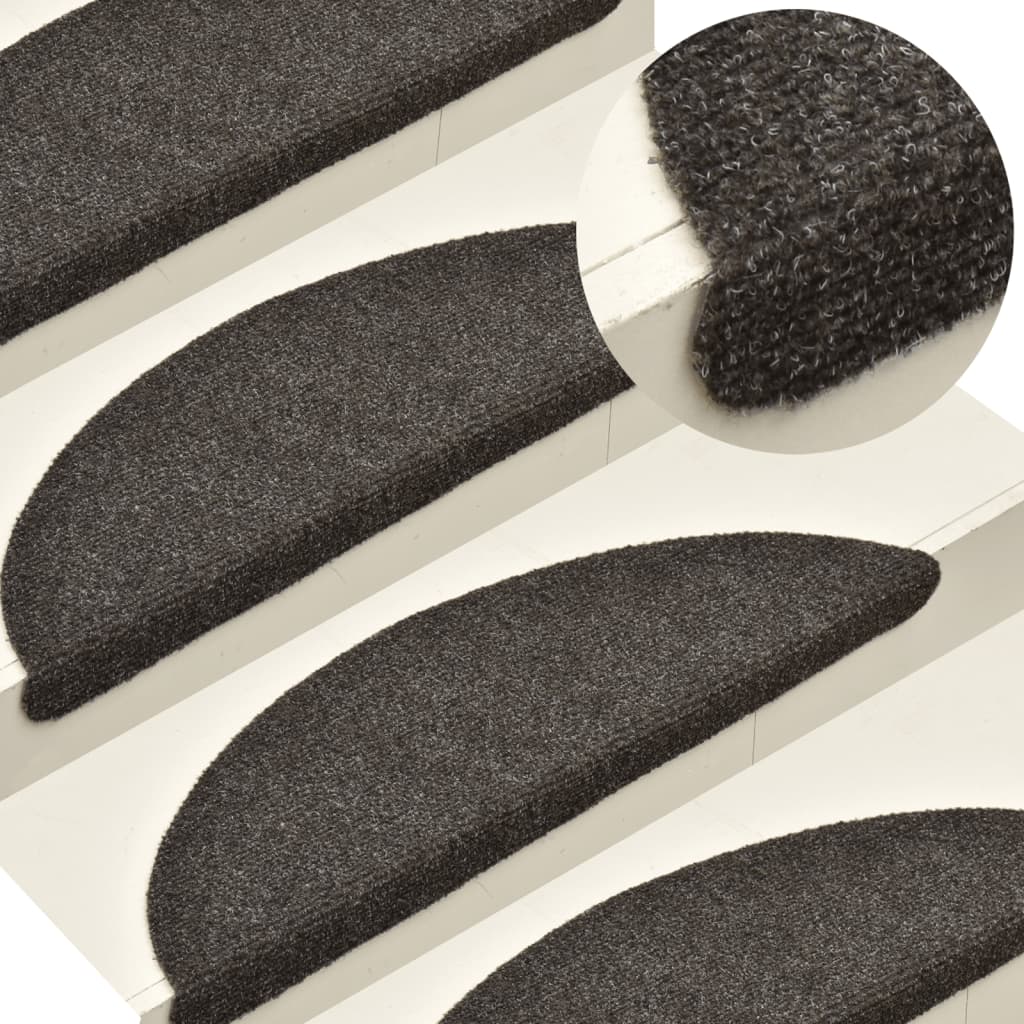 Vidaxl trapmatten zelfklevend 5 stuks 65x21x4 cm antraciet halfrond groot