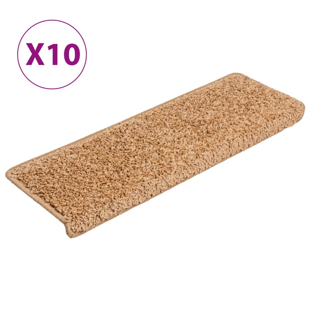 Vidaxl trapmatten 10 st 65x21x4 cm beige rechthoekige rand