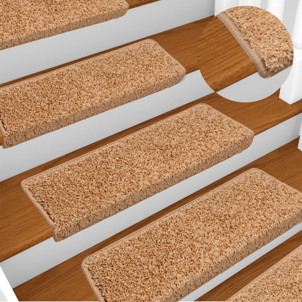 Vidaxl trapmatten 10 st 65x21x4 cm beige rechthoekige rand