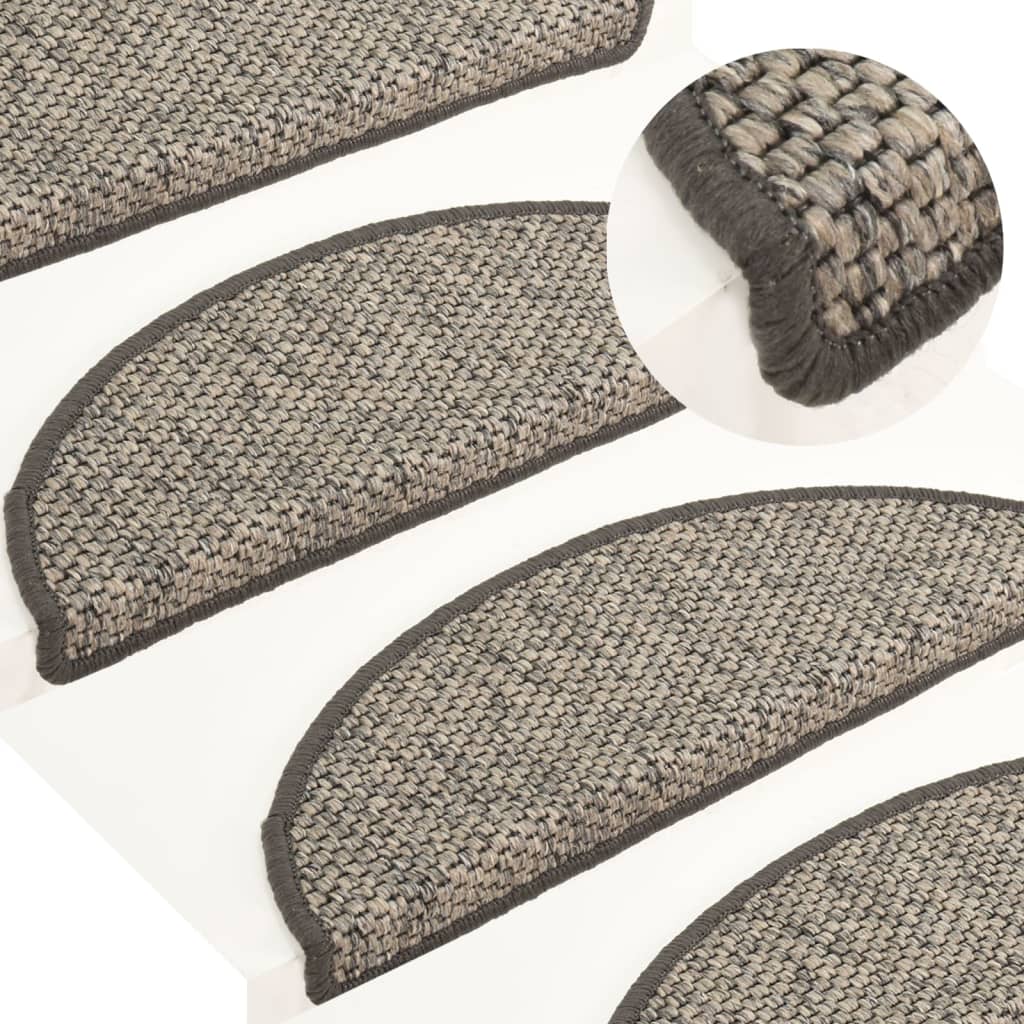 Vidaxl trapmatten zelfklevend 15 st sisal-look 56x17x3 cm grijs-beige