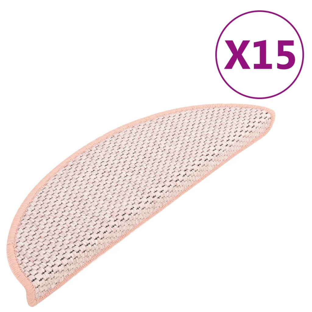 Vidaxl trapmatten zelfklevend 15 st sisal-look 56x17x3 cm roze