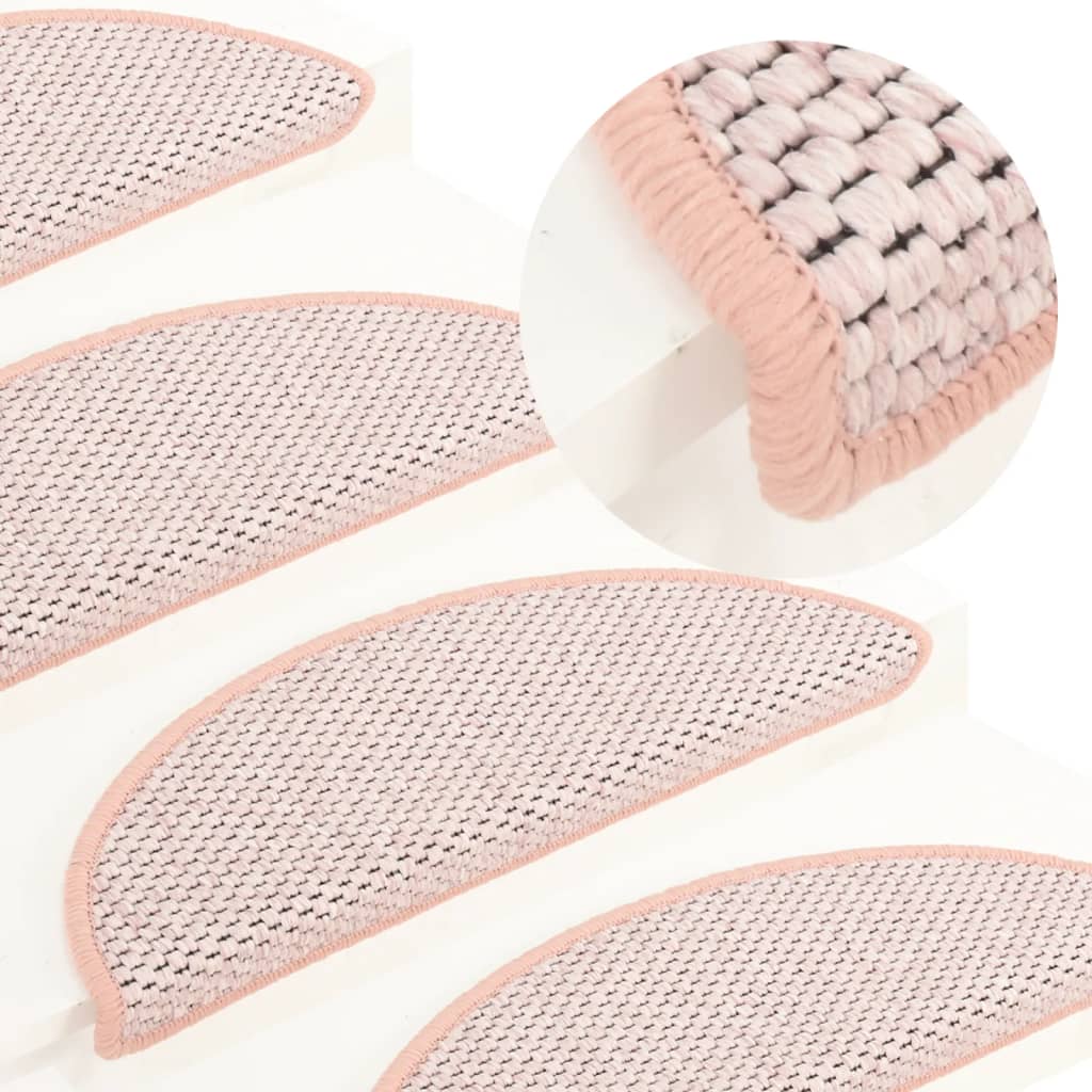 Vidaxl trapmatten zelfklevend 15 st sisal-look 56x17x3 cm roze