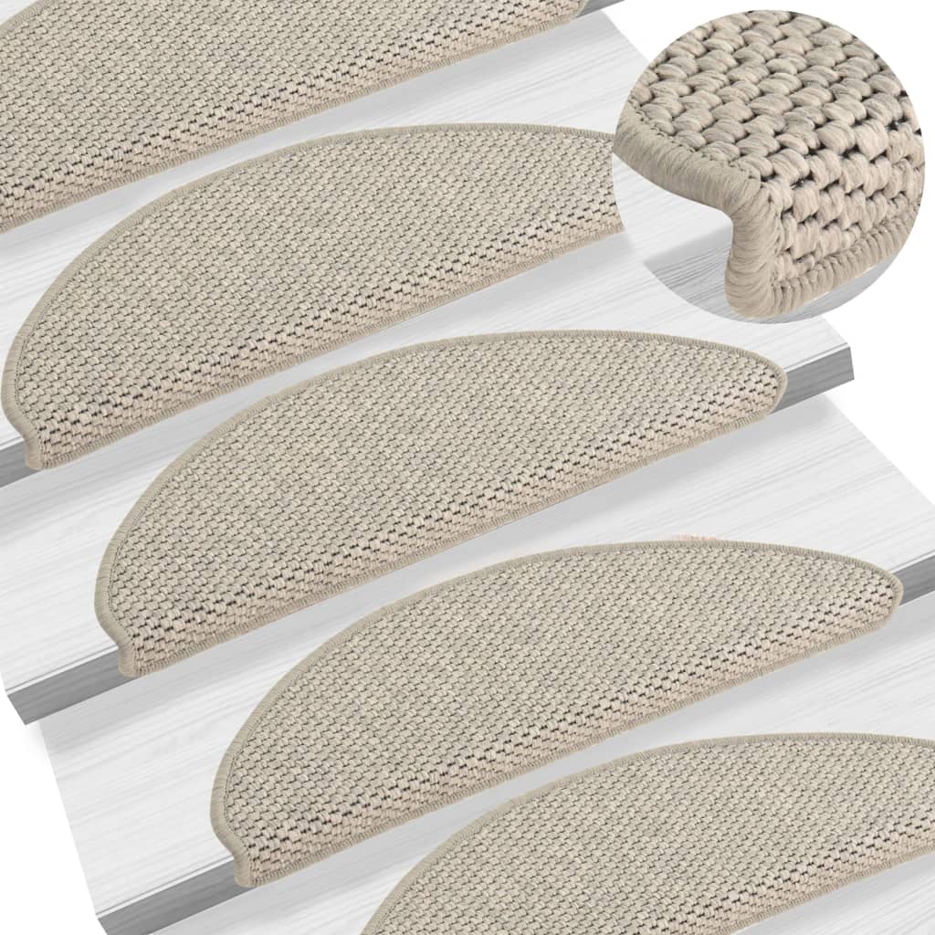 Vidaxl trapmatten zelfklevend 15 st sisal-look 65x21x4cm zilverkleurig
