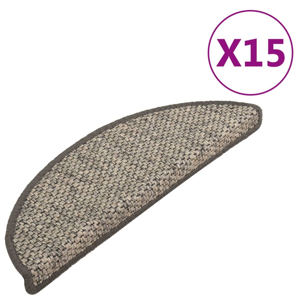 Vidaxl trapmatten zelfklevend 15 st sisal-look 65x21x4 cm grijs-beige