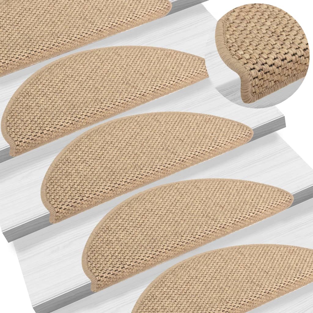 Vidaxl trapmatten zelfklevend 15 st sisal-look 65x21x4 cm zandkleurig