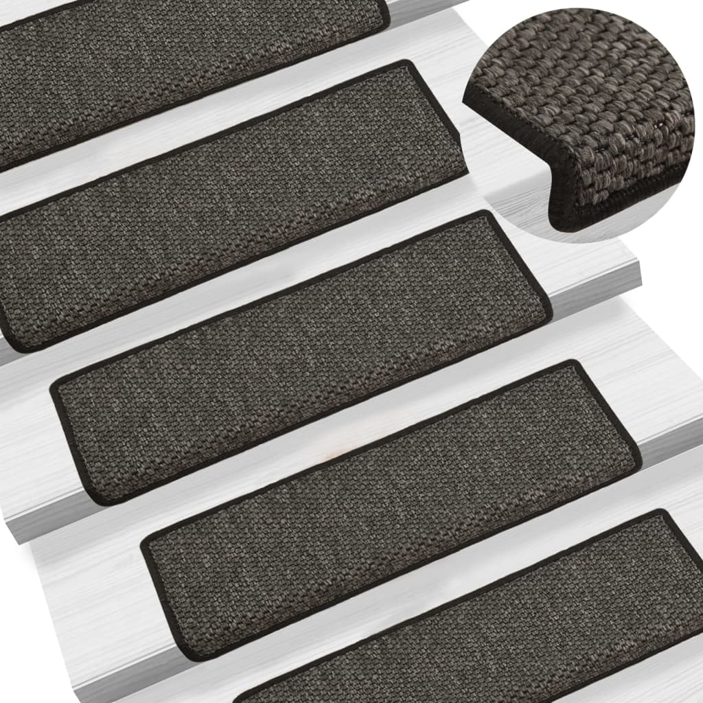 Vidaxl trapmatten zelfklevend 15st sisal-look 65x21x4cm antracietkleur