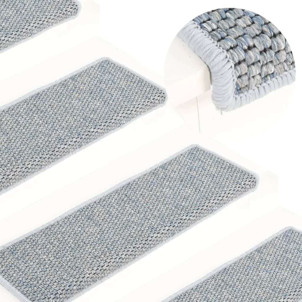 Vidaxl trapmatten zelfklevend 15 st sisal-look 65x21x4 cm blauw