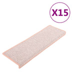 Vidaxl trapmatten zelfklevend 15 st sisal-look 65x21x4 cm roze