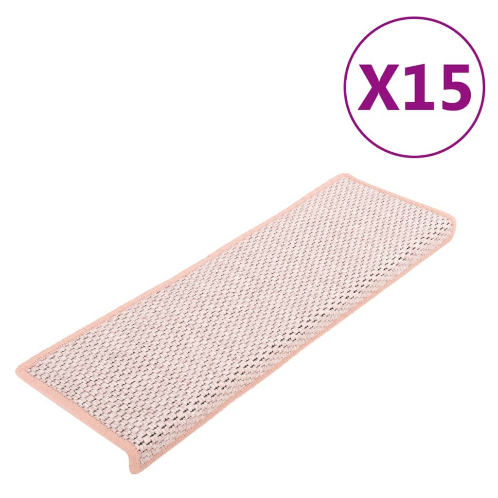 Vidaxl trapmatten zelfklevend 15 st sisal-look 65x21x4 cm roze