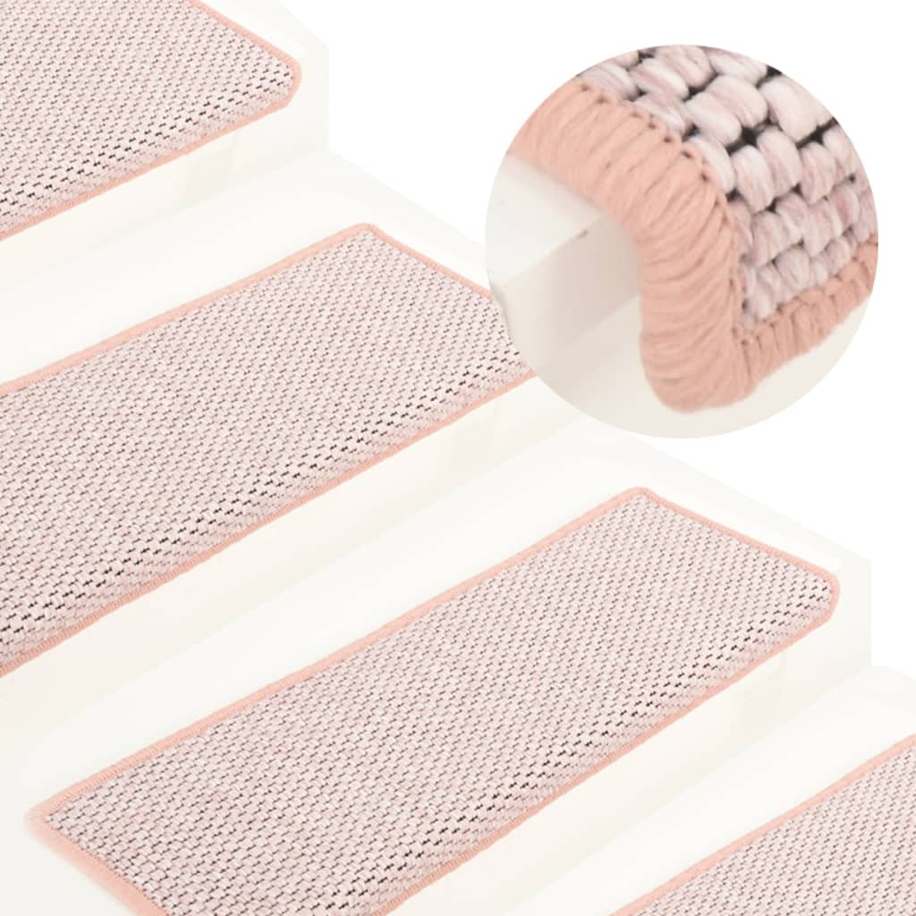 Vidaxl trapmatten zelfklevend 15 st sisal-look 65x21x4 cm roze