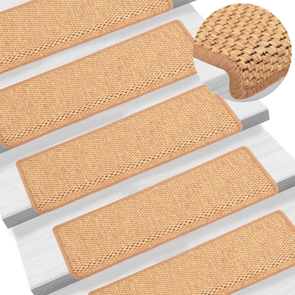 Vidaxl trapmatten zelfklevend 15 st sisal-look 65x21x4 cm oranje