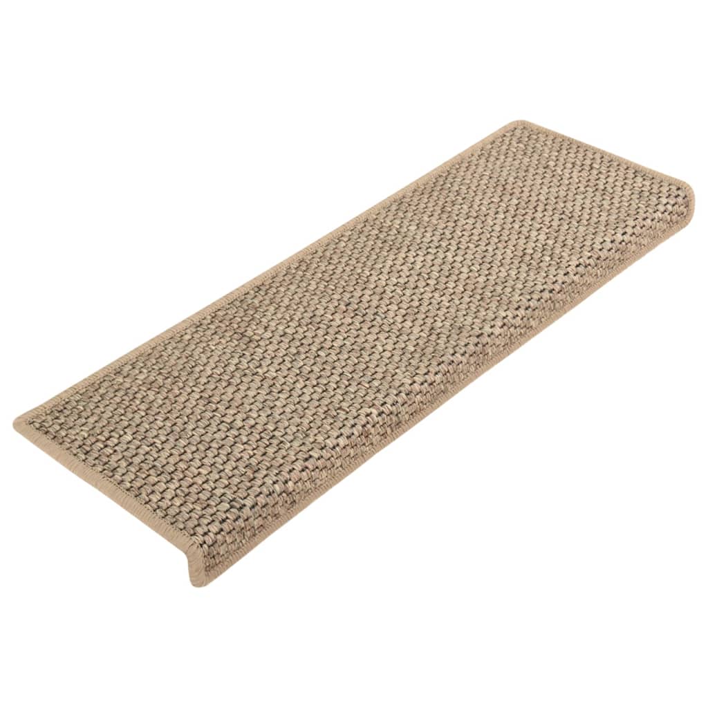 Vidaxl trapmatten zelfklevend 15 st sisal-look 65x21x4 cm donkerbeige