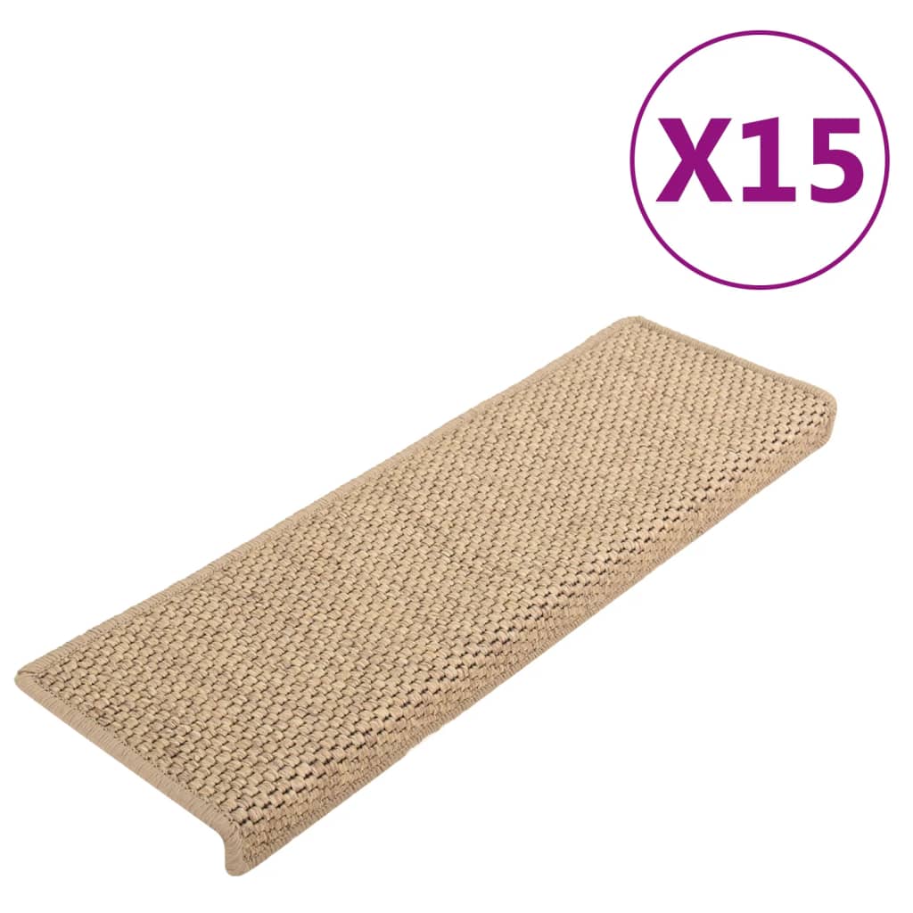 Vidaxl trapmatten zelfklevend 15 st sisal-look 65x21x4 cm zandkleurig