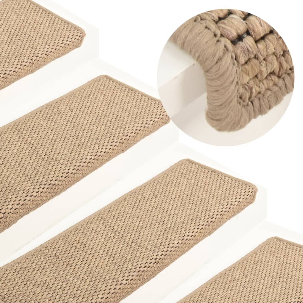 Vidaxl trapmatten zelfklevend 15 st sisal-look 65x21x4 cm zandkleurig
