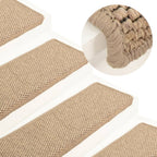 Vidaxl trapmatten zelfklevend 15 st sisal-look 65x21x4 cm zandkleurig