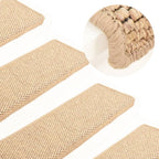 Vidaxl trapmatten zelfklevend 15 st sisal-look 65x21x4 cm lichtbeige