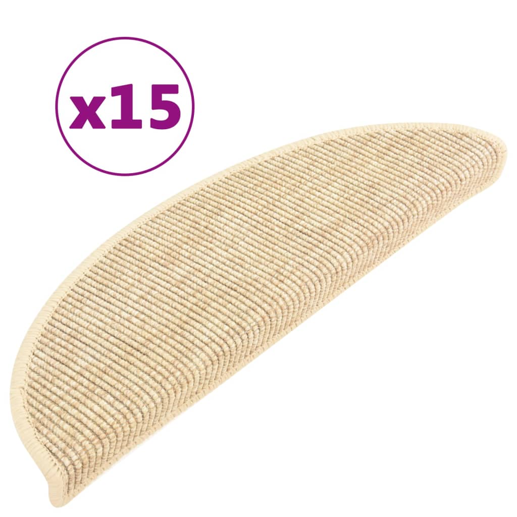 Vidaxl trapmatten 15 st 56x17x3 cm lichtbeige halfrond