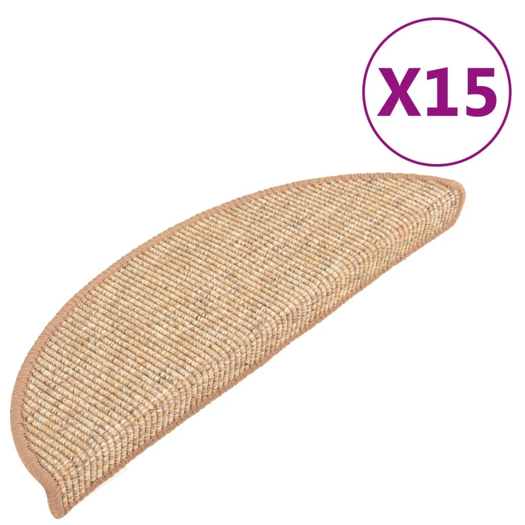 Vidaxl trapmatten 15 st 56x17x3 cm lichtbruin halfrond