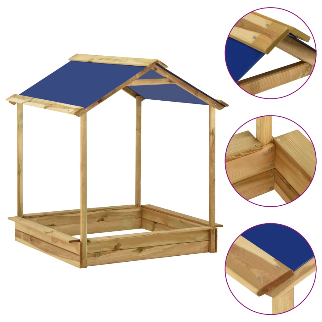 VidaXL Buitenspeelhuis met zandbak 128x120x145 cm grenenhout