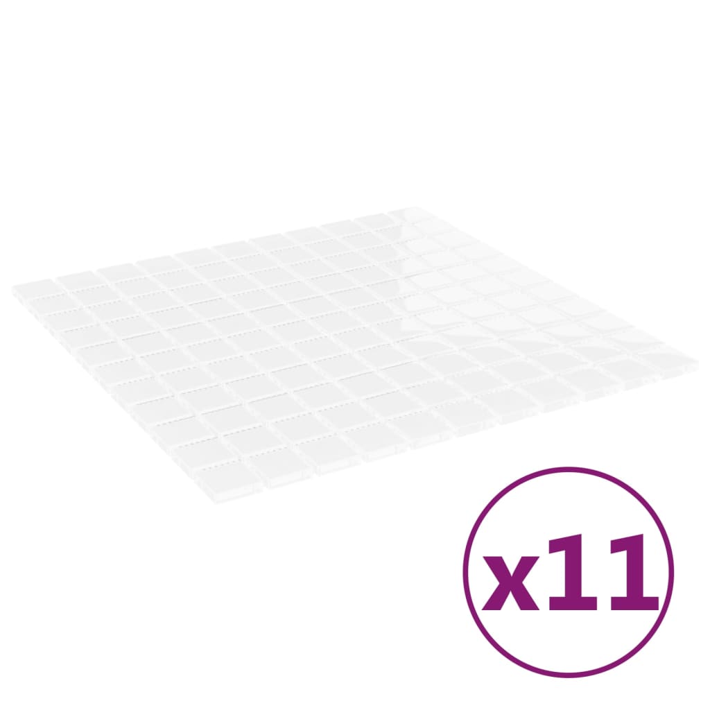 VidaXL Mozaïektegels 11 st 30x30 cm glas wit