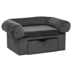 Vidaxl hondenbank met lade 75x50x38 cm pluche donkergrijs