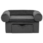 Vidaxl hondenbank met lade 75x50x38 cm pluche donkergrijs
