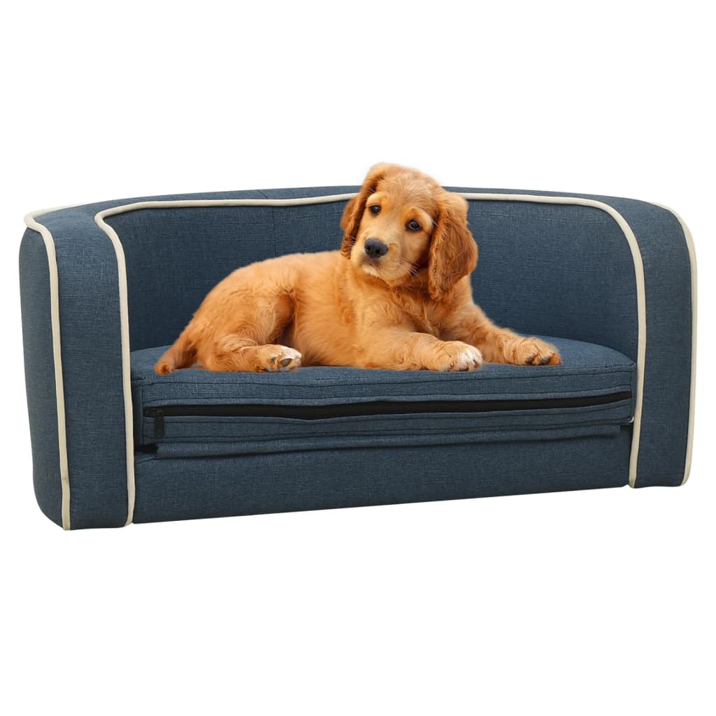 VidaXL Hondenbank inklapbaar 76x71x30 cm linnen blauw