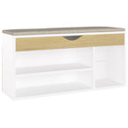 Vidaxl schoenenbank en kussen 104x30x49 cm hout wit sonoma eiken