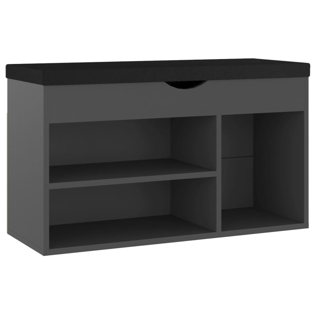 Vidaxl schoenenbank met kussen 80x30x47 cm bewerkt hout grijs