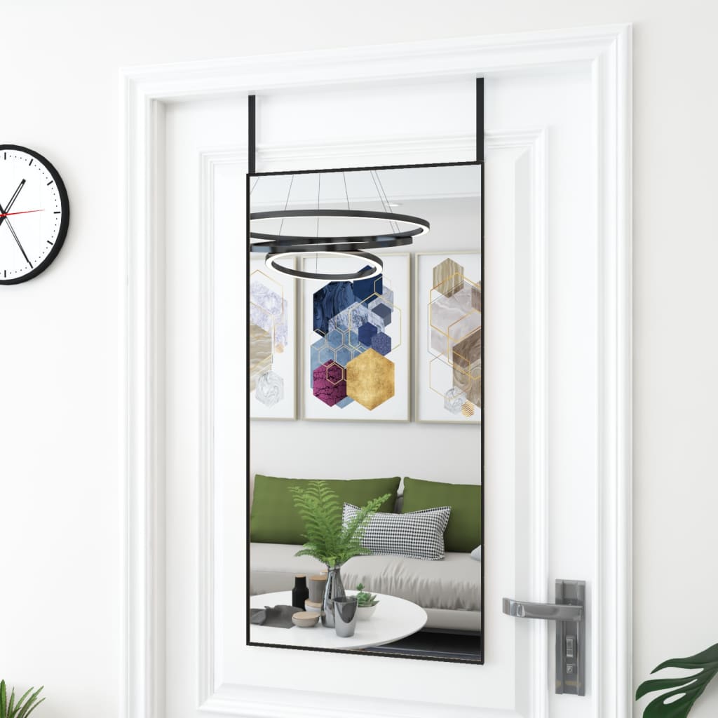 Vidaxl deurspiegel 50x100 cm glas en aluminium zwart