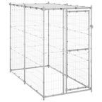 Vidaxl hondenkennel buiten met dak 110x220x180 cm gegalvaniseerd staal