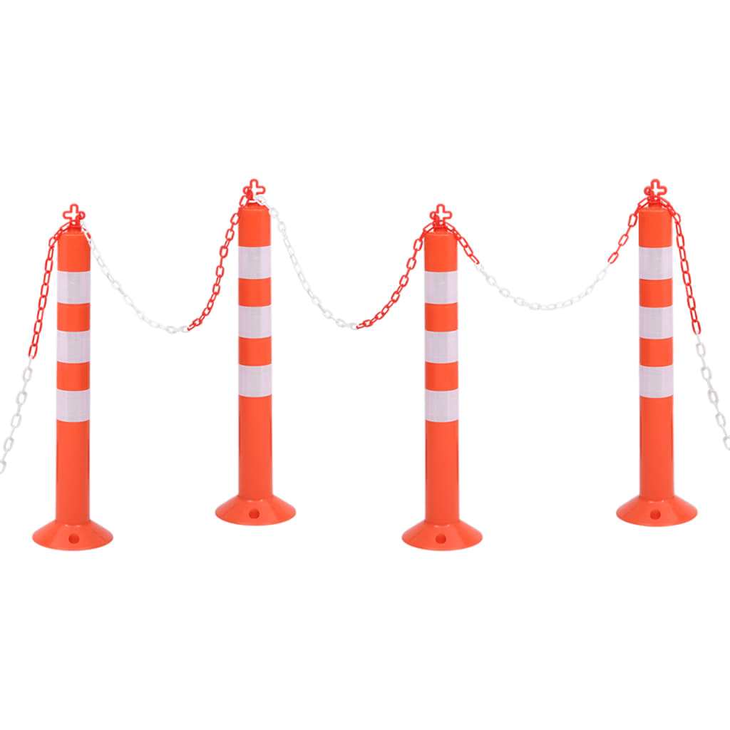 VidaXL Verkeerspalen met ketting 4 st 75 cm PE