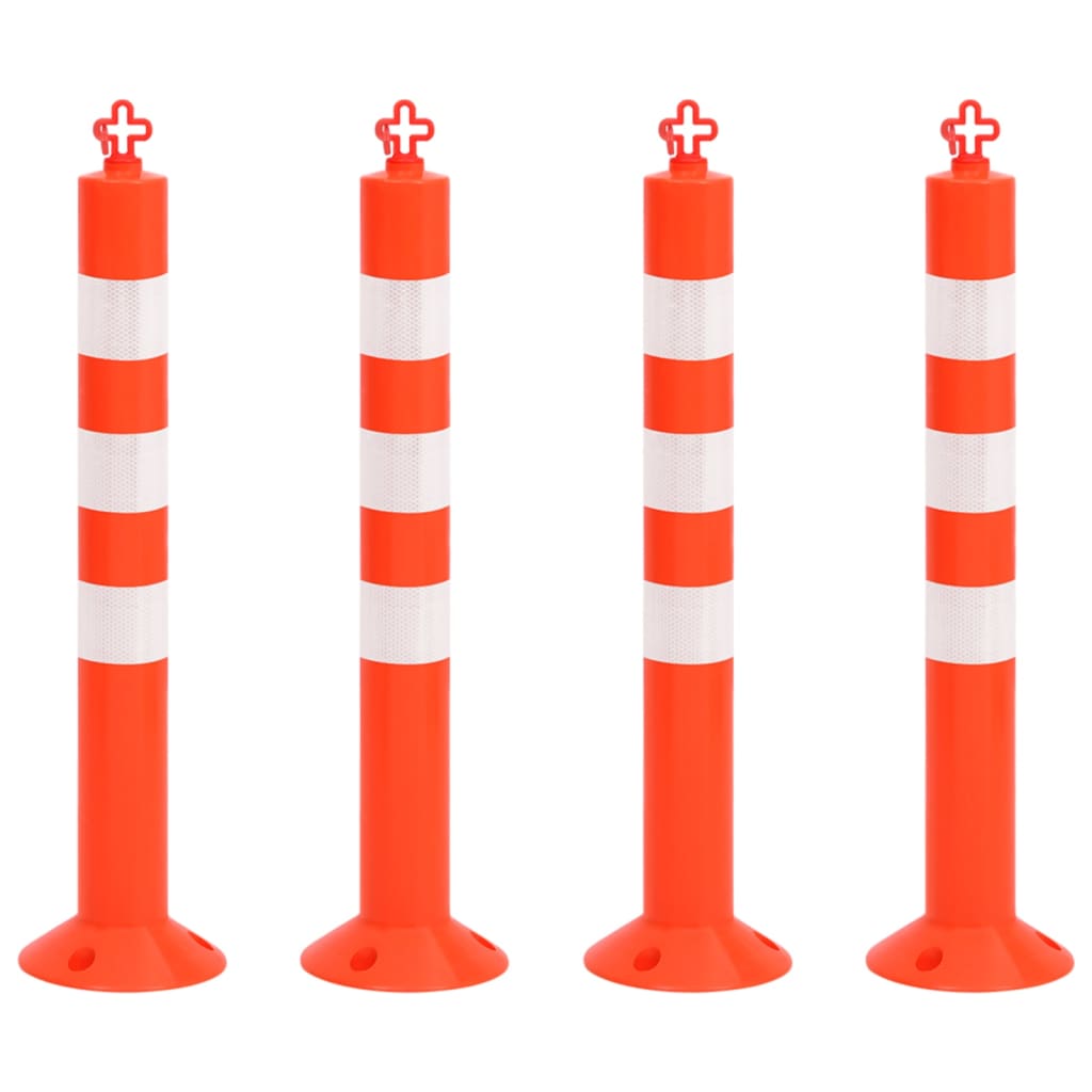 VidaXL Verkeerspalen met ketting 4 st 75 cm PE