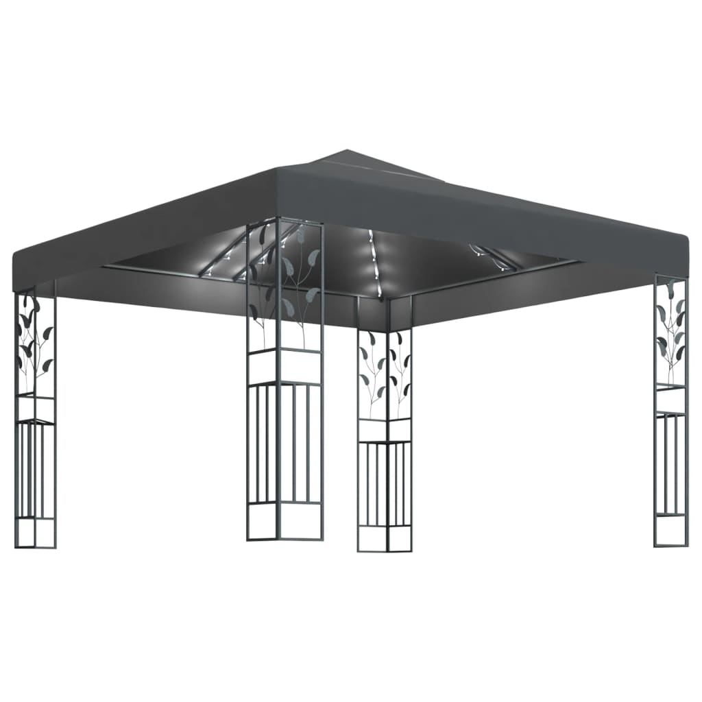 Vidaxl prieel met led-lichtslinger 3x3 m antracietkleurig