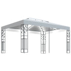 VidaXL Prieel met dubbel dak en LED-lichtslinger 3x4 m wit