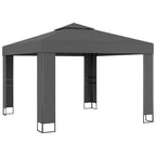 Vidaxl prieel met dubbel dak en led-lichtslinger 3x3 m antracietkleur