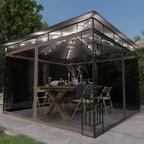 VidaXL Prieel met klamboe en LED-lichtslinger 3x3x2,73 m taupe