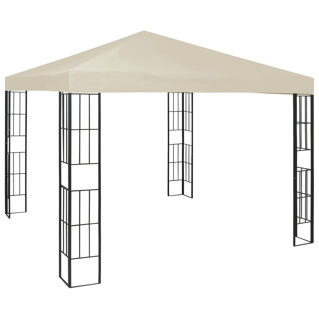 Vidaxl prieel met led-lichtslinger 3x3 m crèmekleurig