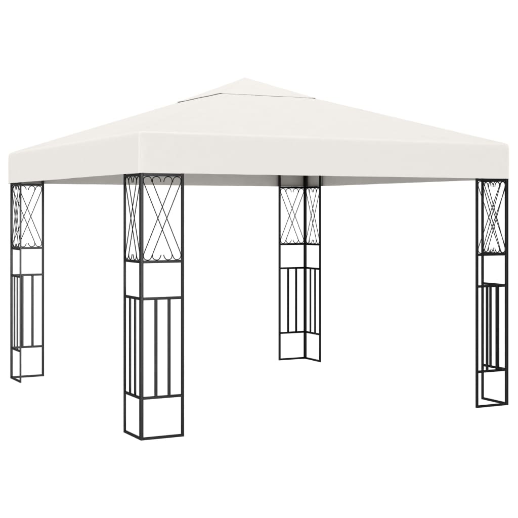 Vidaxl prieel met led-lichtslinger 3x3 m stof crèmekleurig