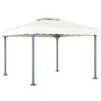 Vidaxl prieel met led-lichtslinger 300x300 cm aluminium crèmekleurig