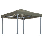 VidaXL Prieel met LED-lichtslinger 300x300 cm aluminium taupe