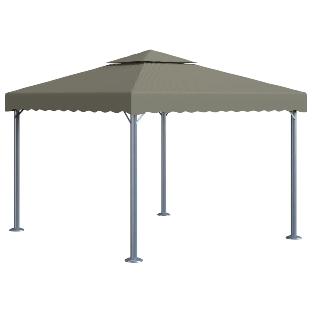 VidaXL Prieel met LED-lichtslinger 300x300 cm aluminium taupe