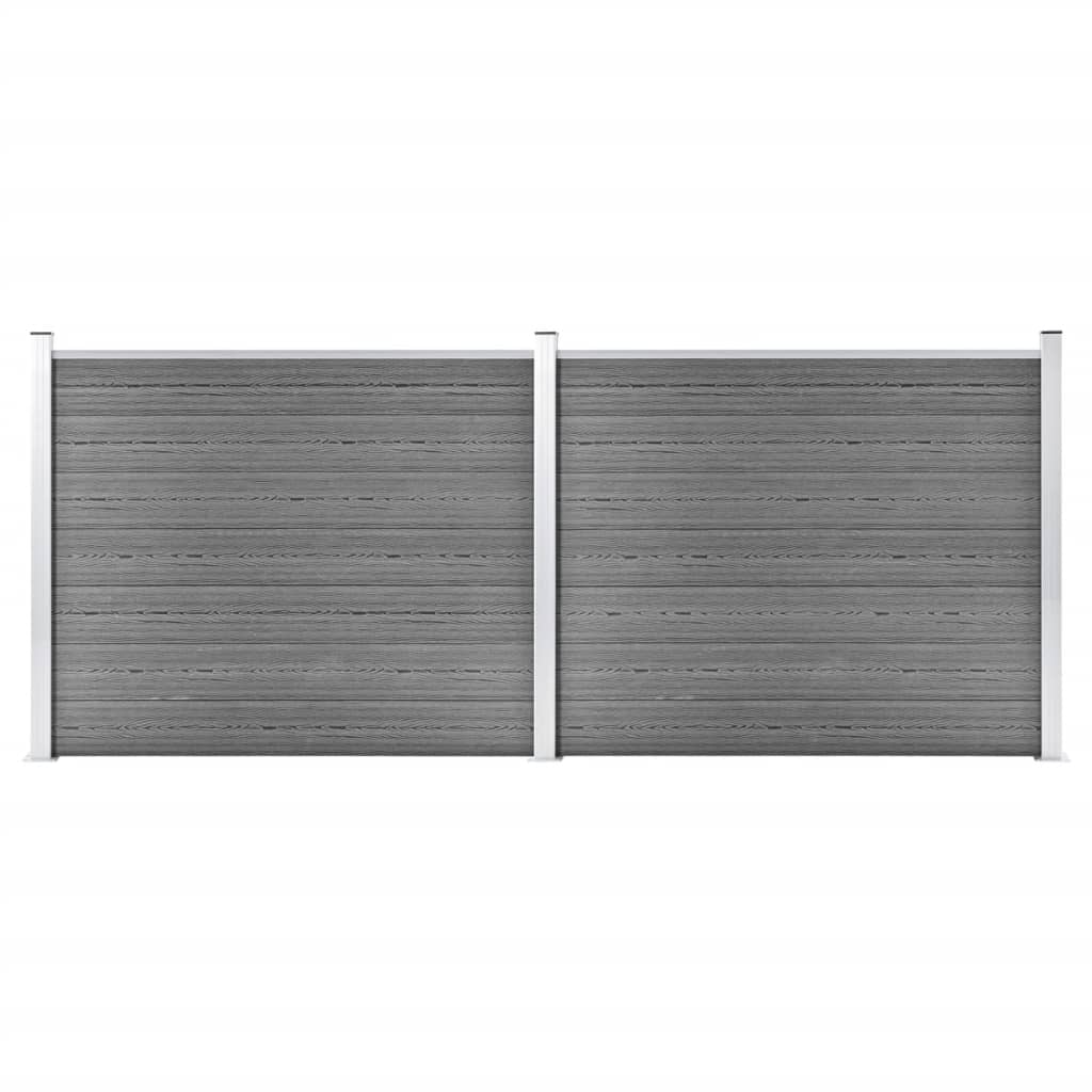 VidaXL Schuttingpanelenset 353x146 cm HKC grijs