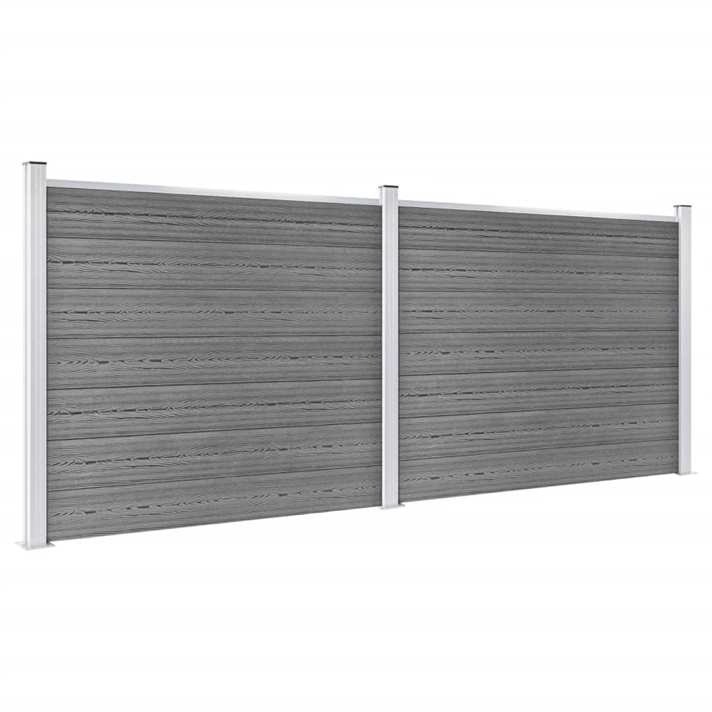 VidaXL Schuttingpanelenset 353x146 cm HKC grijs