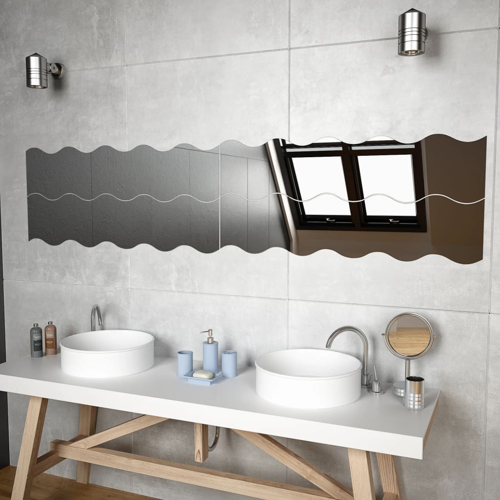 Vidaxl wandspiegels golfvormig 4 st 100x23 cm glas