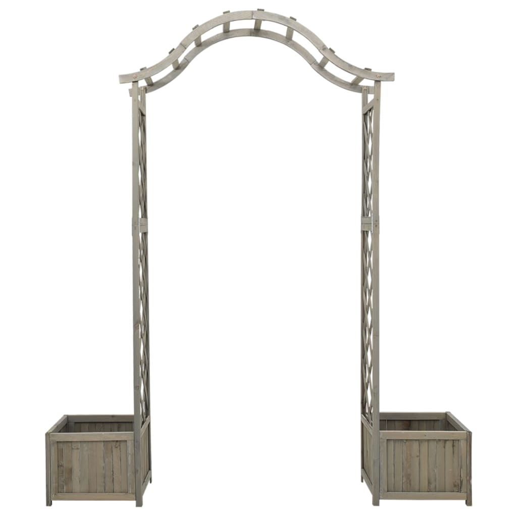Vidaxl pergola met plantenbak massief vurenhout grijs